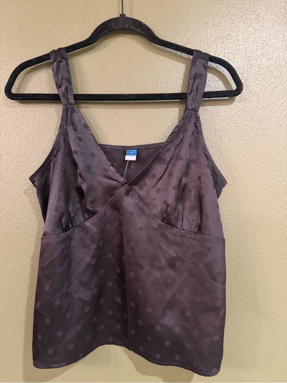 Women’s Polka Dot Satin Camisole Tank Top - Black